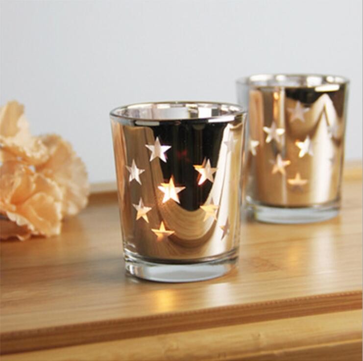 China Star candle holder mercury glass candle holder/jar/cup tealight candle holder for wedding gift wholesale