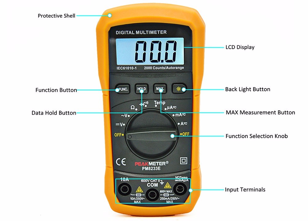 China Hig Precision Auto Range Digital Multimeter Frequency Measurement Overload Protection wholesale