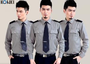 China Cotton Grey Security Guard Uniform With Long Sleeve Work Shirts wholesale
