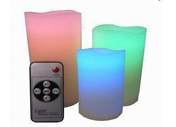 China Remote Control Flameless Wax Candle/Real Wax LED Round Pillar Candle wholesale