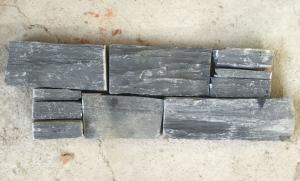 China Charcoal Slate Z Stone Cladding with Steel Wire Back,Carbon Black Slate Stacked Stone Panel wholesale