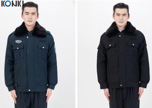China Fur Collar Jacket Security Guard Uniform Winter With Two Pockets wholesale