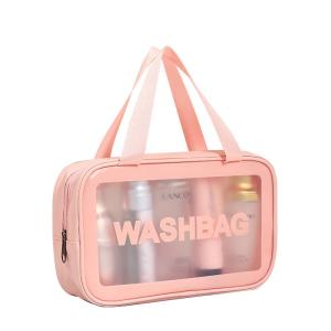 China Travel Waterproof Beach Transparent Cosmetic Pouch 3pcs Clear PVC Makeup Bag on sale