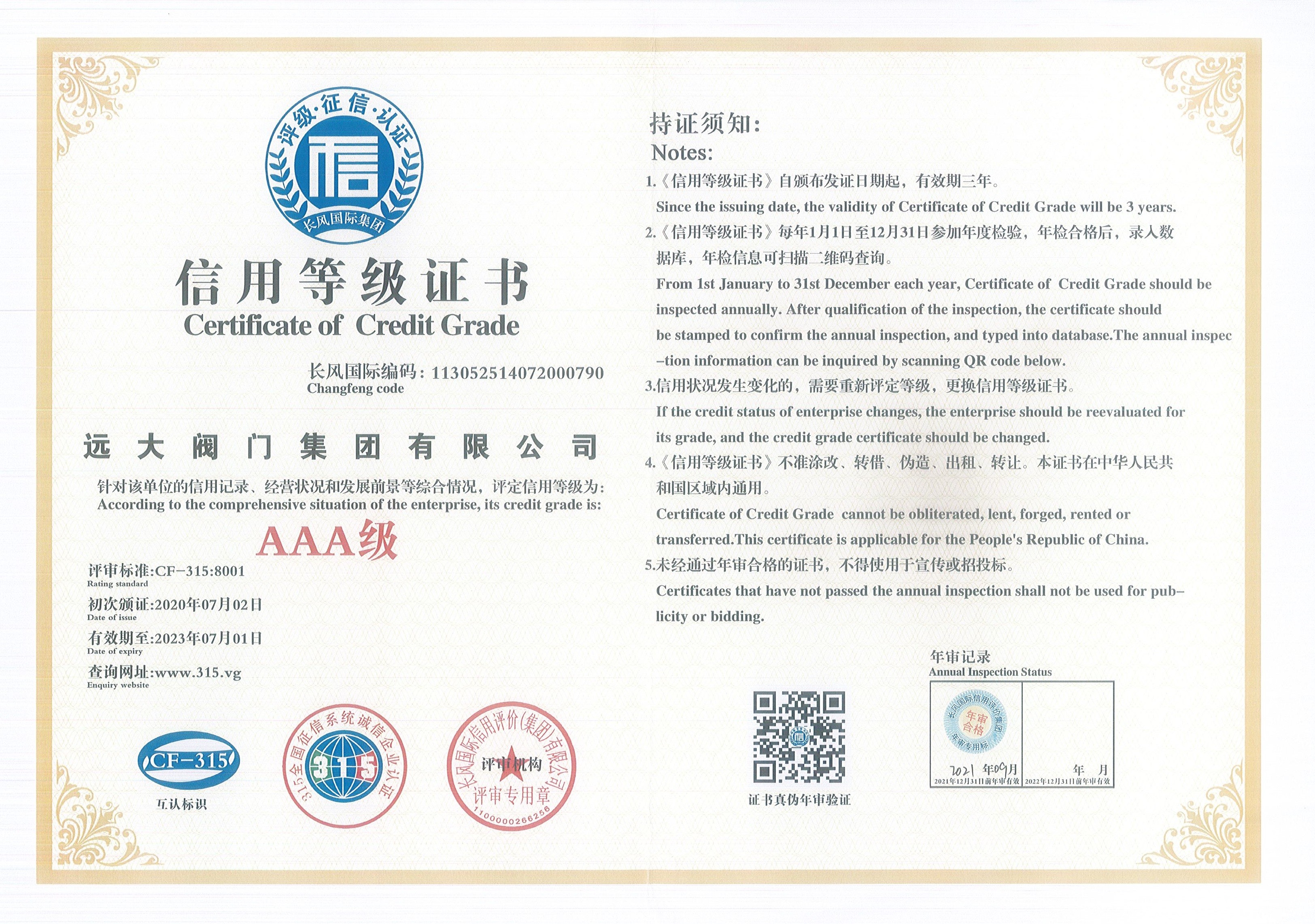 China • Yuanda Valve Group Co., Ltd. Certifications