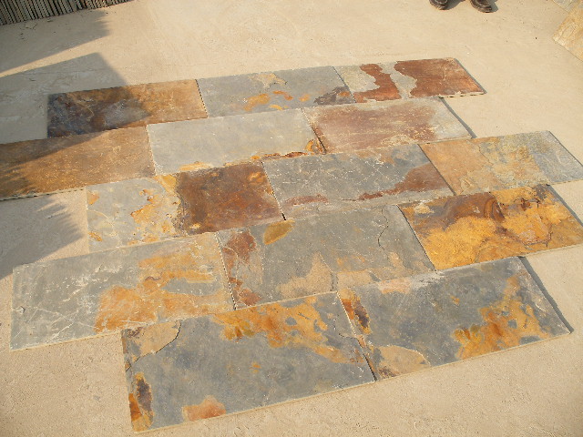 China S1120 Slate Natural Cleft Chinese Multicolor Slate Pavers Rusty Slate Patio Stones wholesale