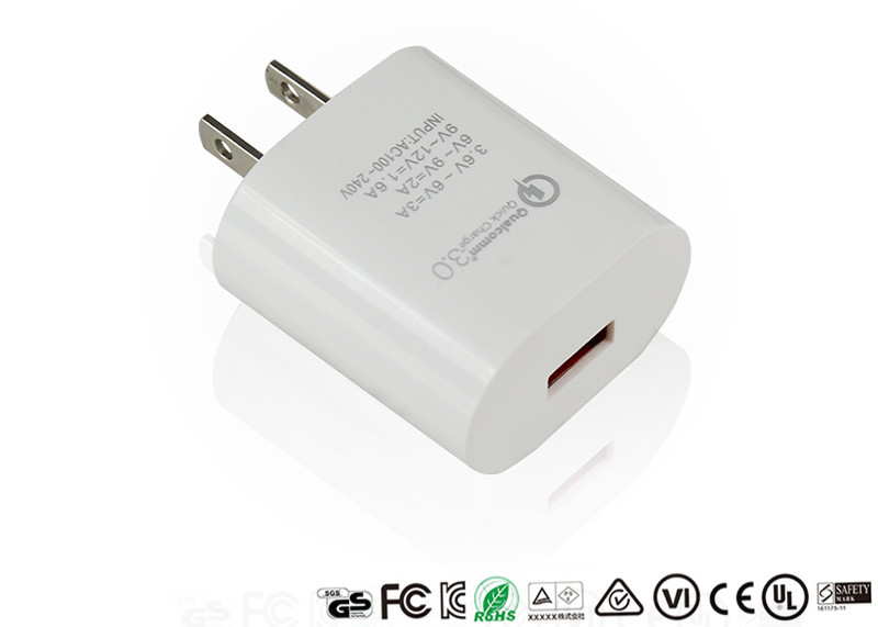 Buy cheap Qualcomm US Plug Quick Charge Adapter Qc3.0 Fast Charging Adaptor Mini Size from wholesalers