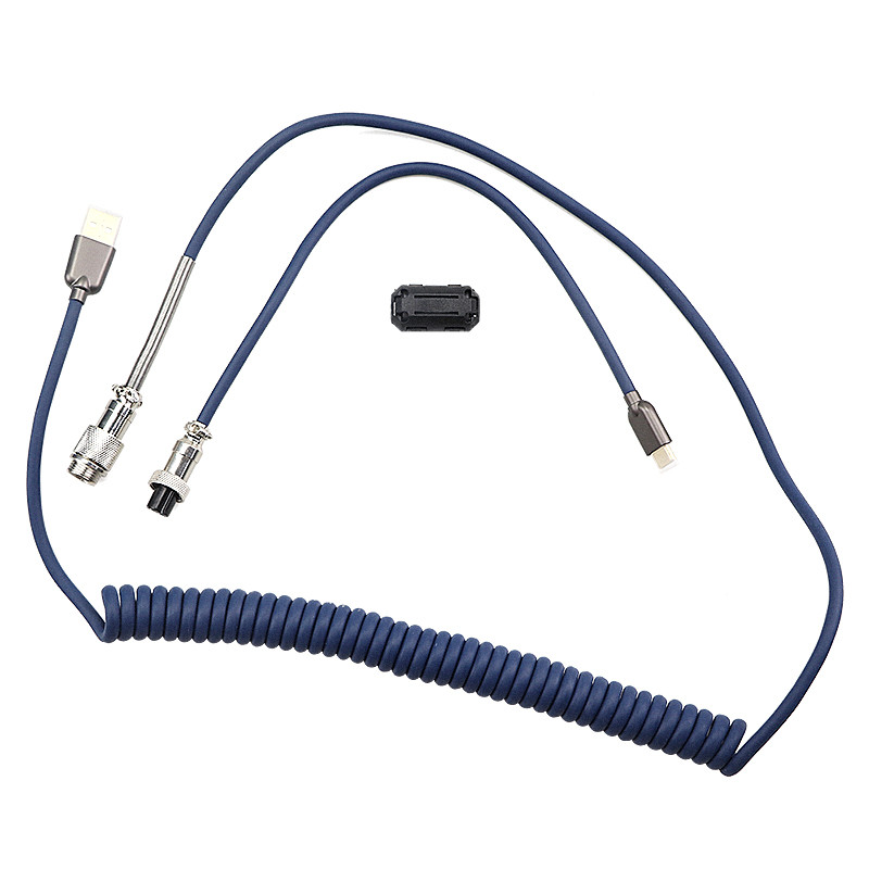 China USB Type C Port Mechanical Keyboard Coiled Cable 4-pin GX12 Aviation Connector Coupled wholesale
