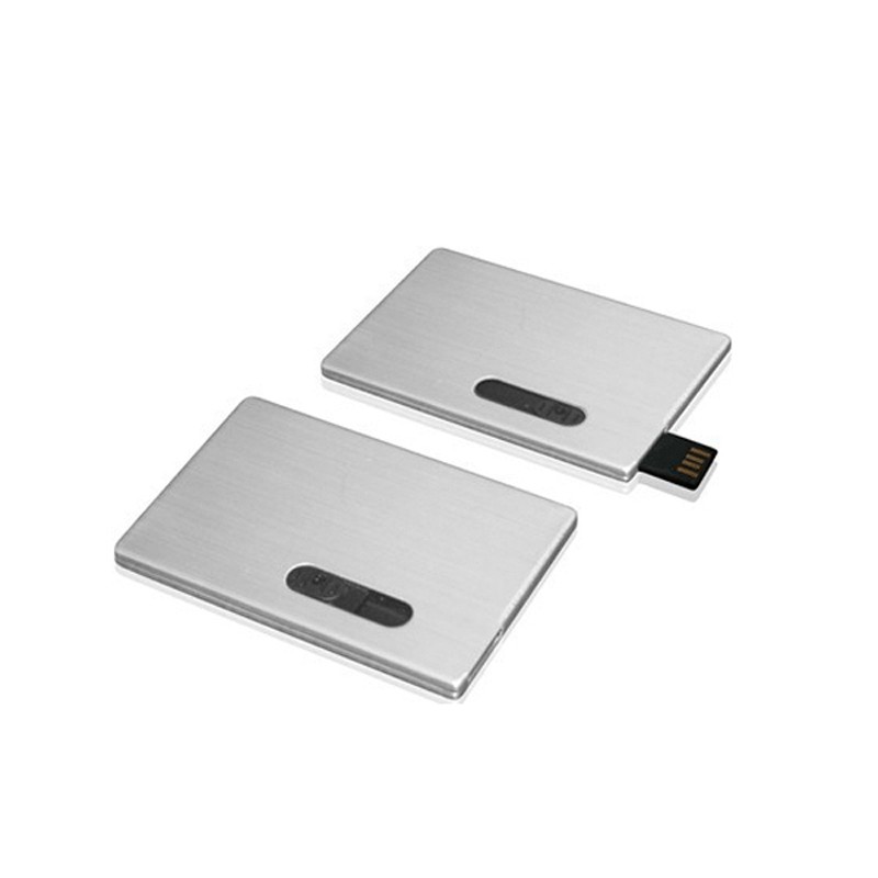 China Aluminum USB Business Card Memory, Push Chip Metal USB Card Drive Engraving Logo wholesale