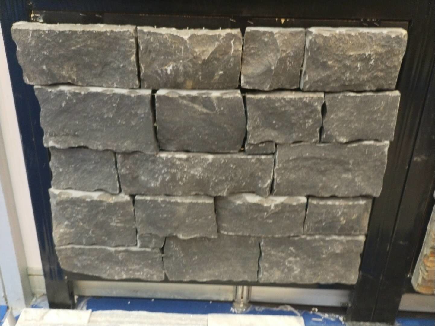 China Black Limestone Stone Veneer with Steel Wire Back,Black Stone Ledger Wall Cladding wholesale