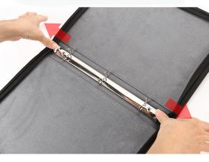 China Trading 3 Ring Binder Zipper 25 Pages 9 Pocket Card Binder PU Leather wholesale