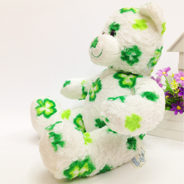 reen Clover bear stuffed toy,custom plush bear 