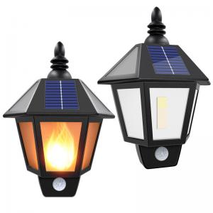 China Motion Sensor Solar Power Outdoor Flame Flickering Wall Mount LED Light for Garden Landscape Security Lighting Lamp wholesale