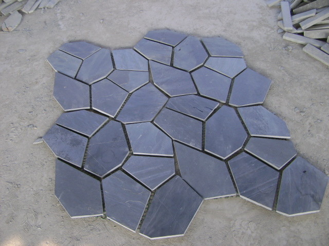 China Black Slate Flagstone Charcoal Slate Flagstone Walkway Patios Flooring Flagstone Wall Cladding wholesale