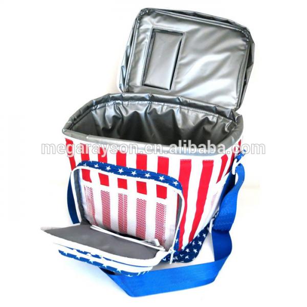Flag printing 600D polyester insulated lunch cooler bag