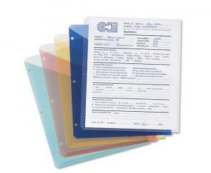 China Poly Translucent Slash File Jacket, Three-Hole Punched, Letter Size, Assorted Colors, 5 p wholesale