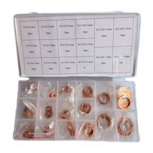 China 220pcs 16 Sizes Metric Copper Flat Ring Washer Gaskets Assortment Set Kit IMPA813080 wholesale