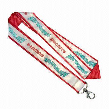 China Reflective Woven Polyester Lanyard with Reflective Band Sewed On  wholesale