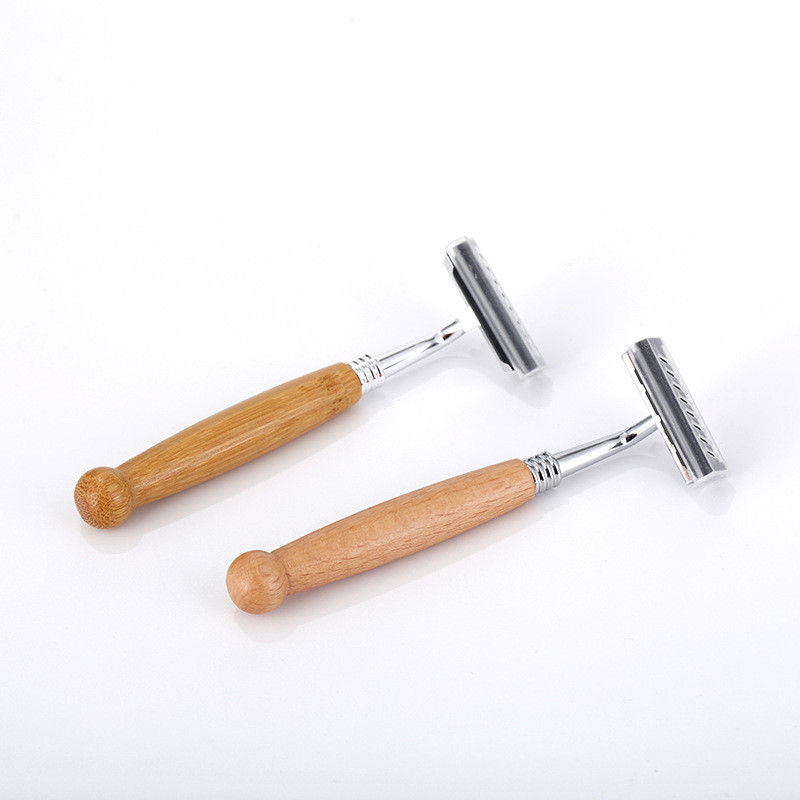 China 135mm Bamboo Handle Razor Vegan Eco Friendly Safety With Stainelss Steel Blade wholesale