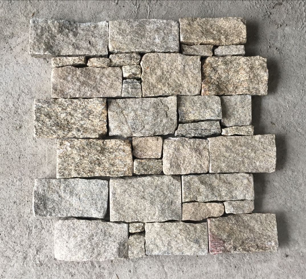 China Yellow Granite Z Stone Panel with Steel Wire Back,Natural Z Stacked Stone for Outdoor Wall Decor wholesale