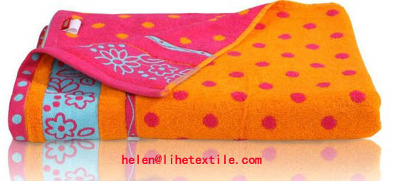 China 100% cotton double jacquard beach towel , customer design , 70x140cm wholesale