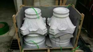 China Marble Column Top and Base, Guangxi White Marble Roman Column Cap Ionic Column Plinth wholesale