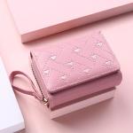 Women's Wallet Short Fashion Embroidered Heart Coin Purse Women's Tri-fold Card