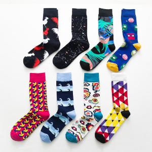 China Fashion Trend Non Slip Calf Socks Street Hip Hop Skateboard Cartoon Casual Mid Calf Socks Men Crew Sports Socks wholesale