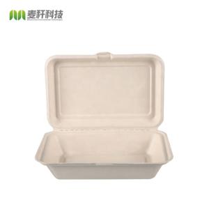 China 9 X 6&quot; Natural Fiber Clamshell Take Out Boxes , Bagasse Sugarcane Pulp Molding Hoagie Box wholesale