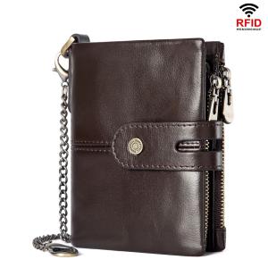 China Wallet Rfid Anti-theft Brush Zipper Buckle Multi-card First Layer Cowhide Leather Men's Wallet wholesale