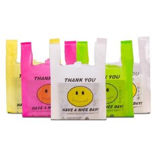 China Custom Printed Hepe Thank You T-Shirt Bags Plastic T Shirt Bags With Logos wholesale