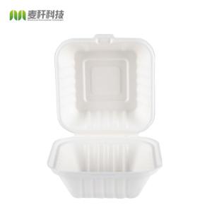 China Eco Friendly 6 Inch X 6inch Biodegradable Disposable Bowl Sugarcane Hamburg Box wholesale