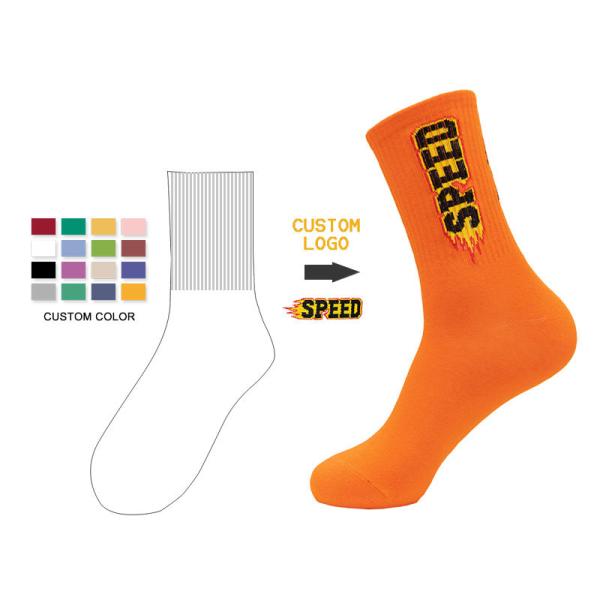 Mens cotton custom crew socks custom logo basketball socks men crew knitted