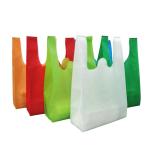 W Cut Non Woven Vest Shopping Tote Bags PP Non Woven T Shirt Handle T Shirt