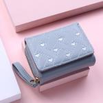 Women's Wallet Short Fashion Embroidered Heart Coin Purse Women's Tri-fold Card