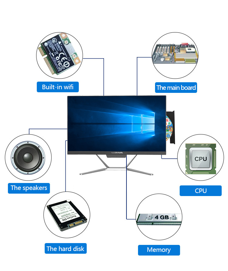Computer Monoblock I9 Aio Pc 23.8 Desktop All In One 9.5mm Dvd All In One Computer