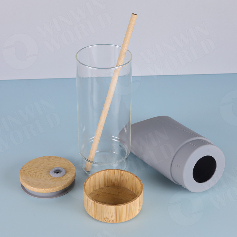 21oz Silicone Glass Storage Bottles Tumbler With Straw