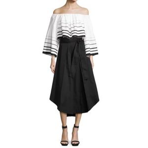 China Pleated asymmetric hem high waisted long skirts wholesale