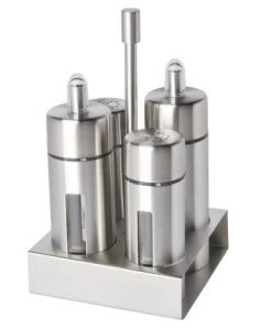 China 4Pcs Square Base Condiment bottle set SHKT-9203,stainless steel wholesale