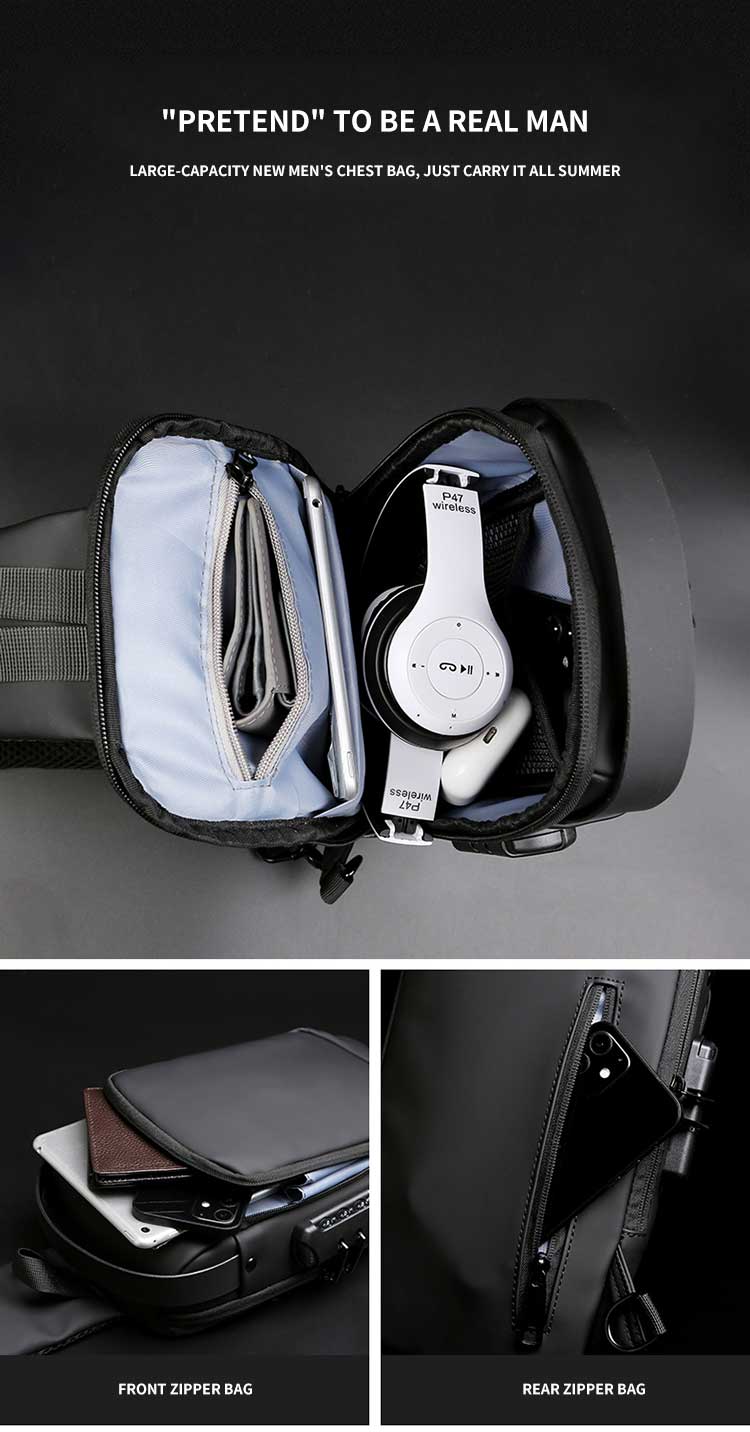 Daily Life Men's Motorcycle Bag with Password Lock Keep Your Belongings Safe and Organized