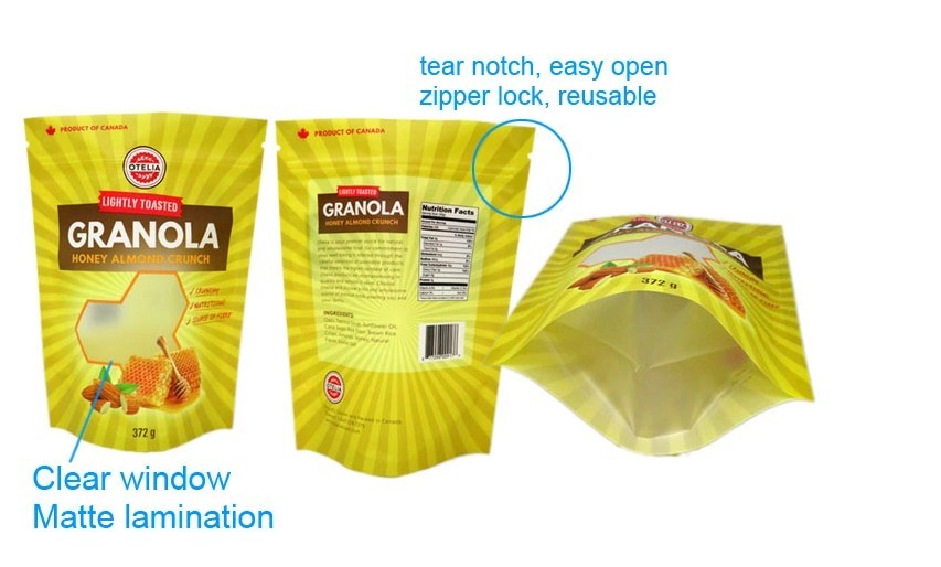 High Barrier zipper lock stand up 3 Sides Seal Heat Seal Pouches bottom gusset dry Fruits Plastic food Packing Bag