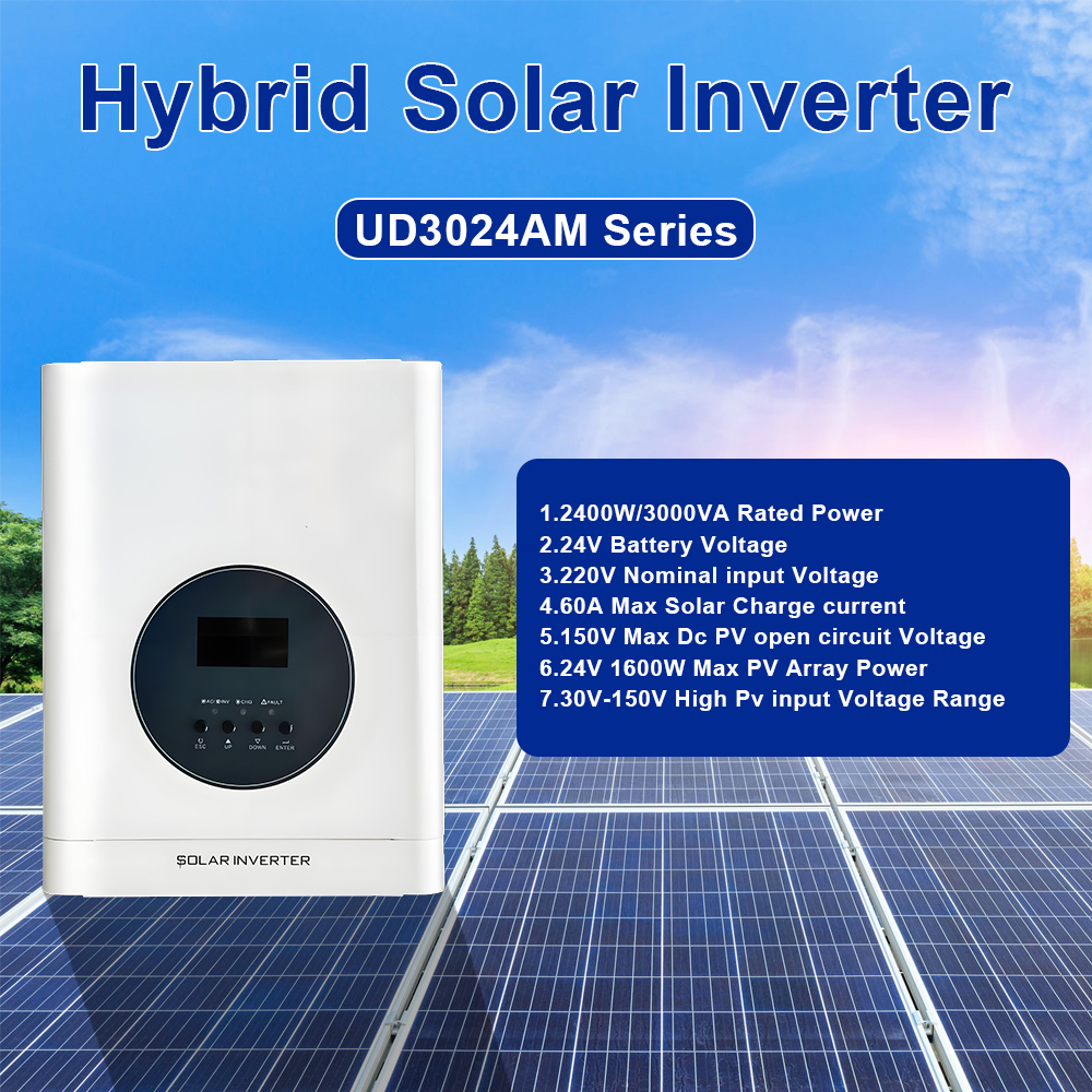 2.4Kw Mppt 24V Dc to 110V 220V Ac Mppt 3Kva Wifi Ups Hybrid Solar Power Inverter
