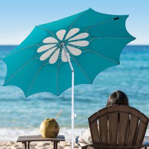 China 7ft 10 Ribs Windproof Beach Outdoor Patio Umbrella Steel Pole wholesale