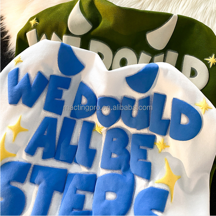 Tee Shirt Men 100% Cotton Heavyweight 300 gsm T-shirt Oversized Dropshoulder Custom 3d Screen Logo Letter Puff Print