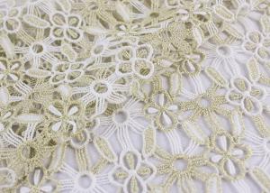 China Polyester Lace Fabric With Floral Lace Designs Metallic Fabric For Fashion Garment wholesale