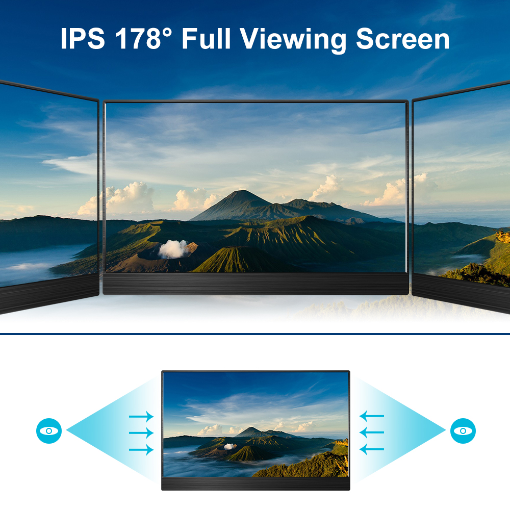 HD Mini 15.6 Inch FHD 1080P LCD Dual Screen Portable Monitor Type C For PC Phone PS5