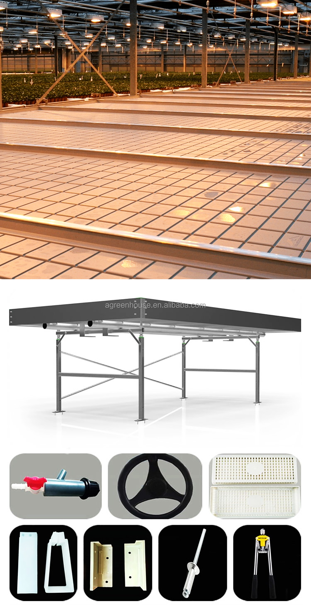 Ebb And Flow Vertical Grow Flood Table Film Greenhouse Rolling Benches