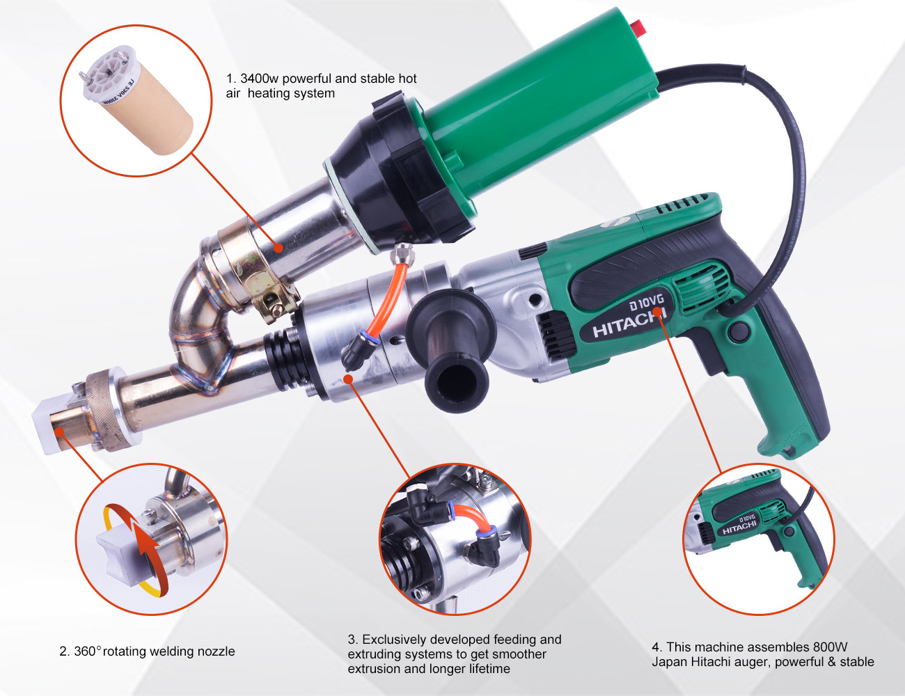 Digital Display SWT-NS600C Extrusion Welding Hot Air Gun HIKOKI Motor Repair Membrane