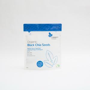 China 500g Matte PET Stand Up Plastic Bags 123um Black Chia Seeds Packaging wholesale