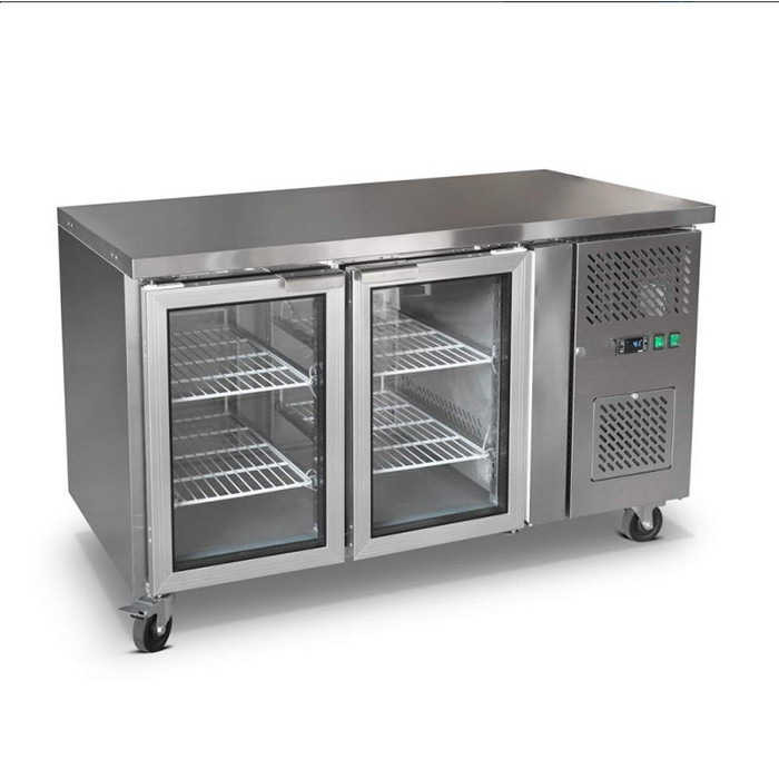 Stainless Steel Fan Cooling 2 Door Undercounter Chiller
