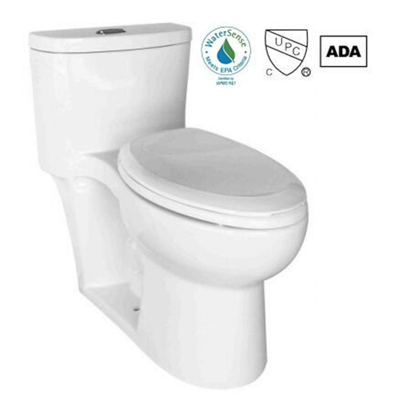 Elongated Siphonic One Piece Toilet 10 Rough In Leak Proof Soft Closing